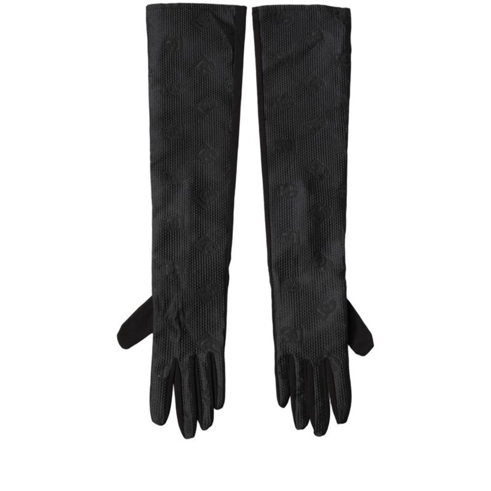 Dolce & Gabbana Black Viscose Long Elbow Length Men's Gloves
